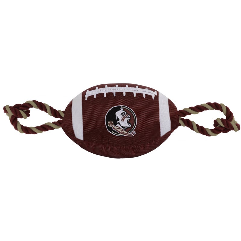 Pets First NCAA Florida State Seminoles Football Dog Toy, Tough Quality Nylon Materials, Strong Pull Ropes, Inner Squeaker, Collegiate Team Color (FSU-3121) - Image 1